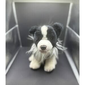 2015 DEMDACO Nat & Jules 11" Border Collie Plush Tags Dog Black White Realistic